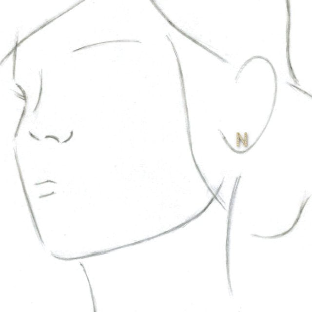 14K Yellow .07 CTW Diamond Single Initial N Earring 2