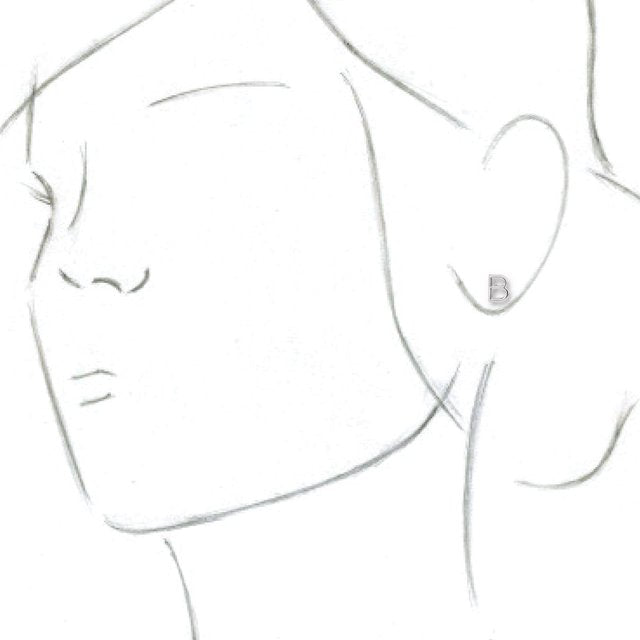 Sterling Silver Single Initial B Earring 2