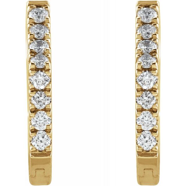 14K Yellow 1/8 CTW Diamond Geometric Hinged Hoop Earrings 2