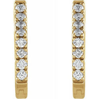 14K Yellow 1/8 CTW Diamond Geometric Hinged Hoop Earrings 2