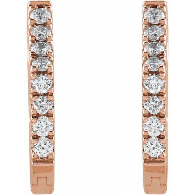14K Rose 1/8 CTW Diamond Geometric Hinged Hoop Earrings 2