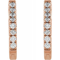 14K Rose 1/8 CTW Diamond Geometric Hinged Hoop Earrings 2