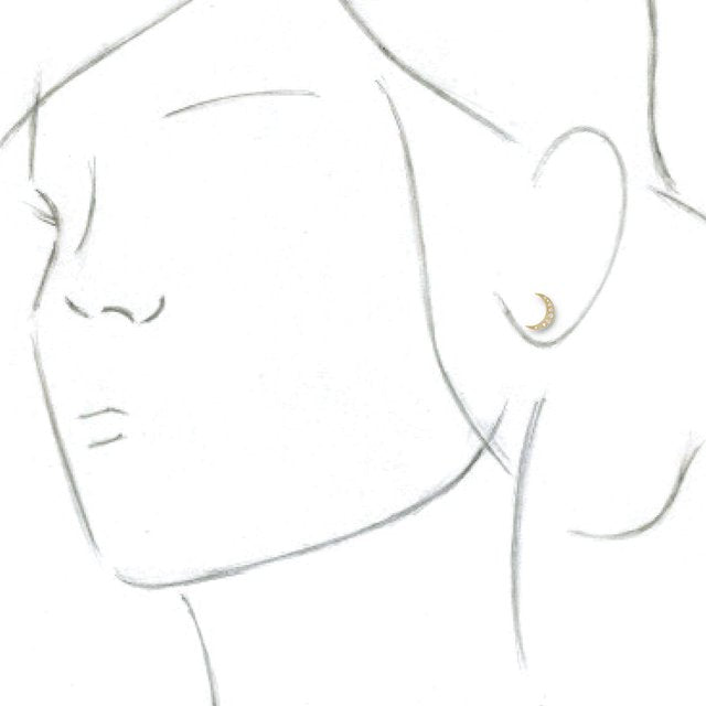 14K Yellow 1/10 CTW Diamond Crescent Moon Stud Earrings 3