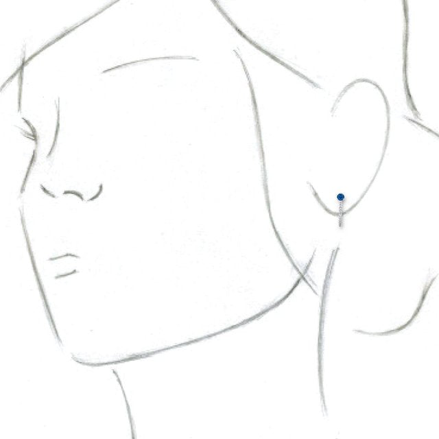 14K White Blue Sapphire & 1/6 CTW Diamond Hoop Earrings 3