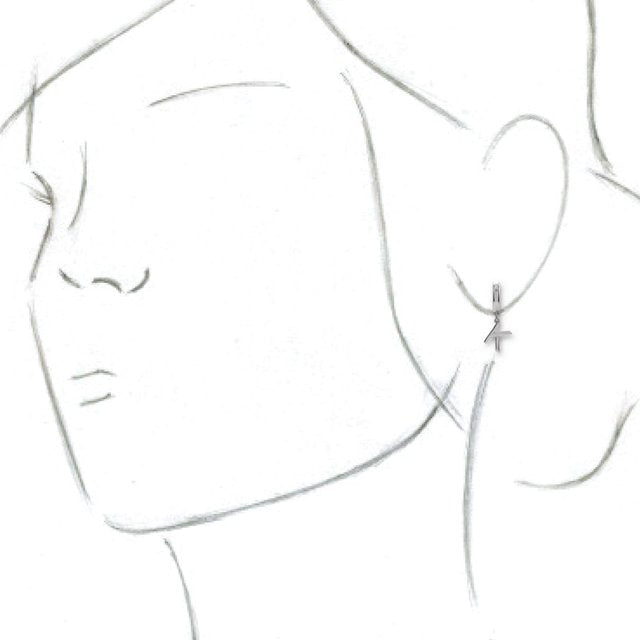 Sterling Silver Single Initial K Earring 2