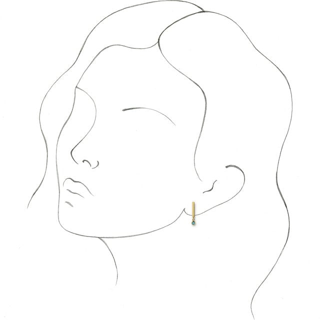 14K Yellow Gold Natural Aquamarine Bar Earrings