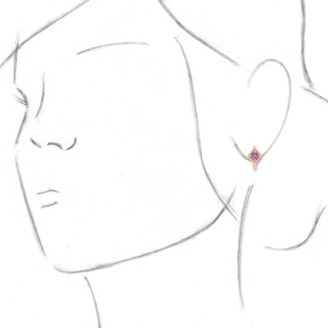 14K Rose Pink Sapphire Geometric Hoop Earrings 3