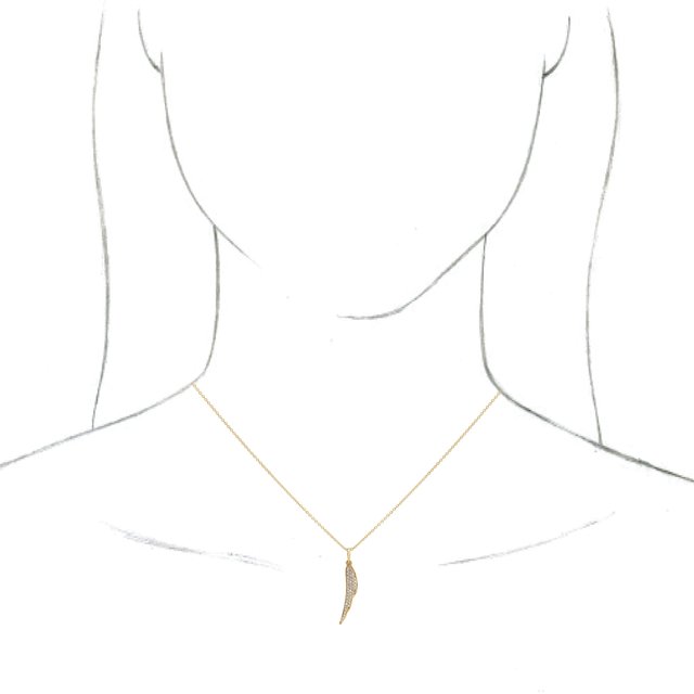 14K Yellow 1/5 CTW Diamond Feather 16-18" Necklace 3