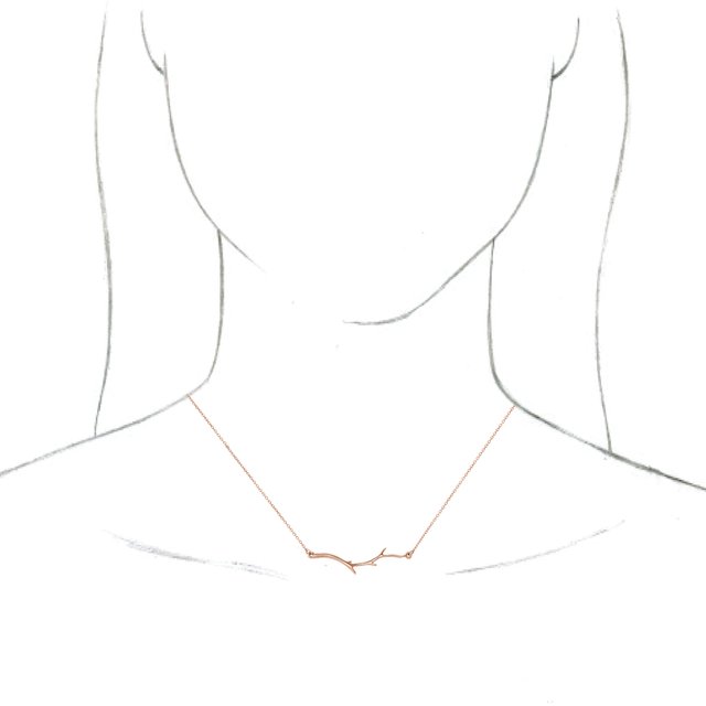 14K Rose Branch Bar 16-18" Necklace 3
