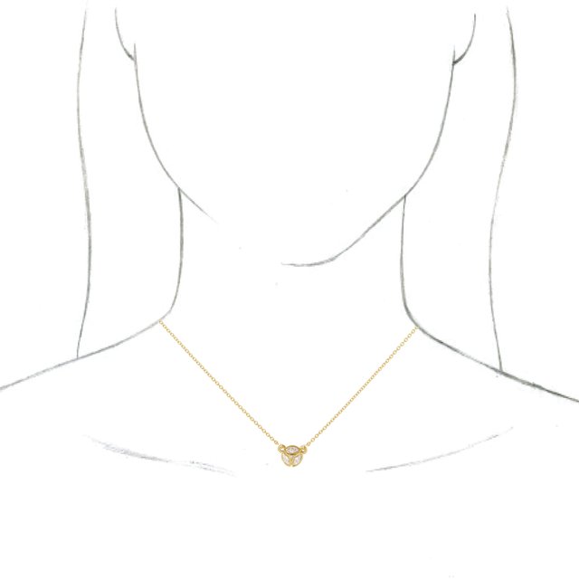 14K Yellow 3-Stone Marquise Diamond 16-18" Necklace 3