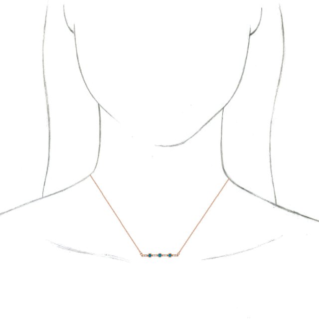 14K Rose Turquoise & 1/8 CTW Diamond Bar 18" Necklace 3