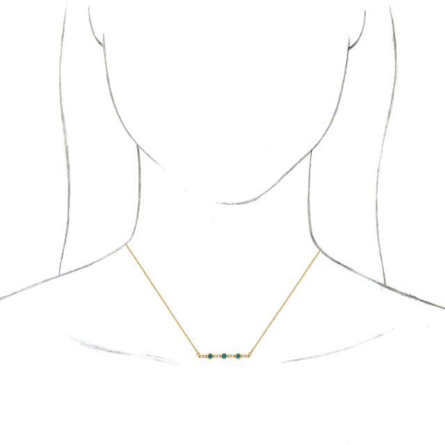 14K Yellow Turquoise & 1/8 CTW Diamond Bar 18" Necklace 3