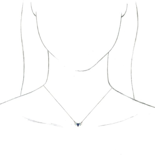 14K White Multi-Gemstone & .07 CTW Diamond Curved Bar 16" Necklace 3