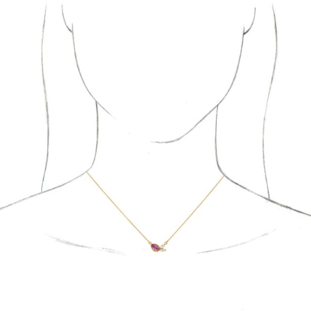14K Yellow Pink Sapphire & 1/6 CTW Diamond 16" Necklace 3