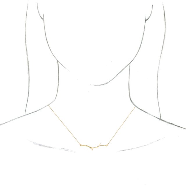 14K Yellow Branch Bar 16-18" Necklace 3