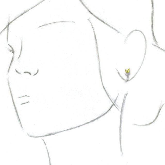 14K White Peridot Floral-Inspired J-Hoop Earrings 3
