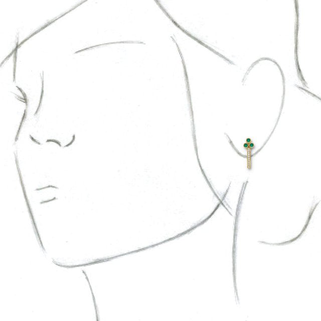 14K Yellow Emerald & 1/4 CTW Diamond J-Hoop Earrings 3
