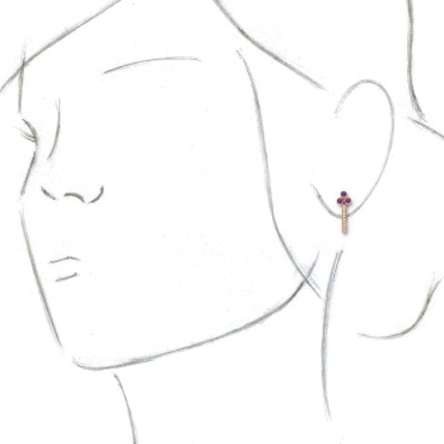 14K Rose Amethyst & 1/4 CTW Diamond J-Hoop Earrings 3