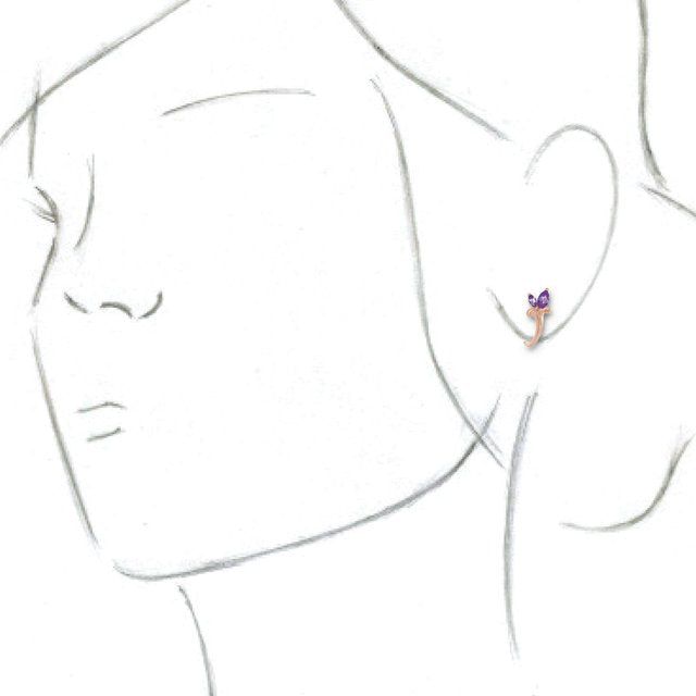 14K Rose Amethyst Floral-Inspired J-Hoop Earrings 3