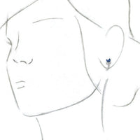 14K White Blue Sapphire Floral-Inspired J-Hoop Earrings 2