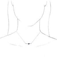 14K White Lab-Created Blue Sapphire & 1/10 CTW Diamond Bar 16" Necklace