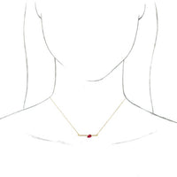 14K Yellow Lab-Created Ruby & 1/10 CTW Diamond Bar 18" Necklace