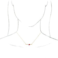 14K Yellow Lab-Created Ruby & 1/10 CTW Diamond Bar 16" Necklace