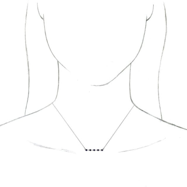 14K White Blue Sapphire Bezel-Set 16" Bar Necklace 3