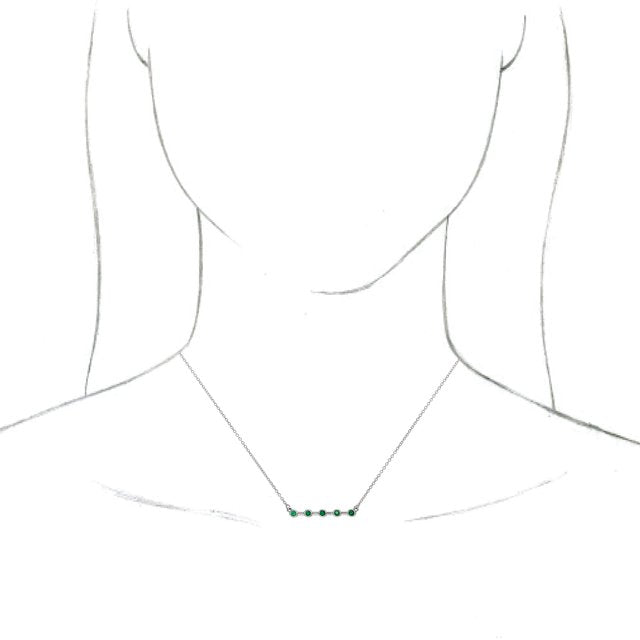 14K White Emerald Bezel-Set Bar 16" Necklace 3