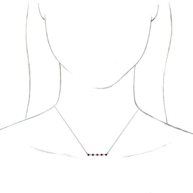 14K White Ruby Bezel-Set Bar 16" Necklace 3
