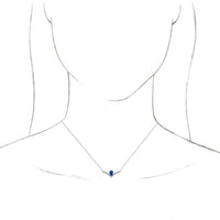 14K White Lab-Created Blue Sapphire & .06 CTW Diamond 18" Necklace