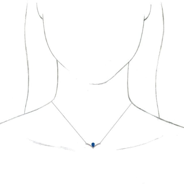 14K White Blue Sapphire & .06 CTW Diamond 16" Necklace 3