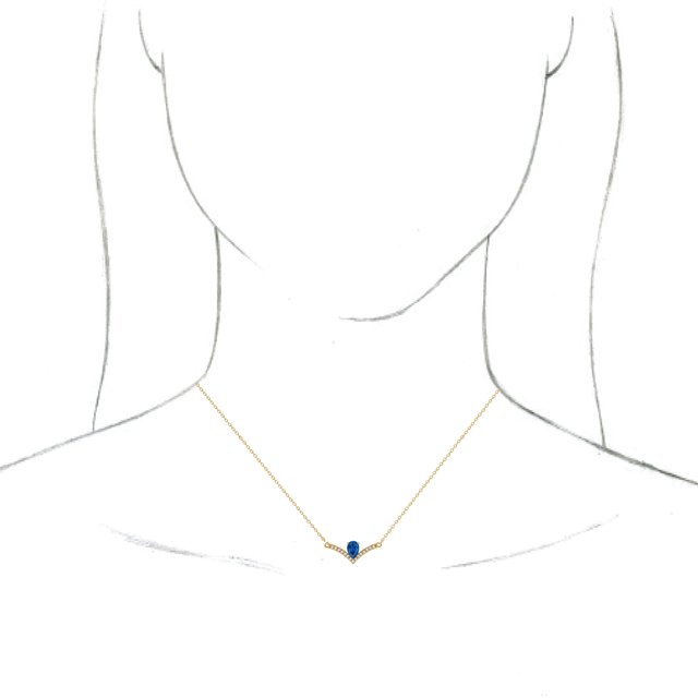 14K Yellow Blue Sapphire & .06 CTW Diamond 16" Necklace 3