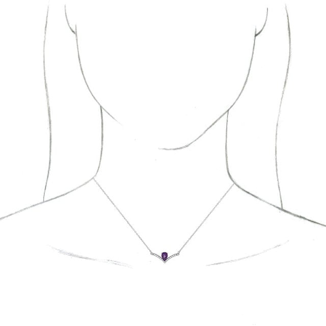 14K White Amethyst & .06 CTW Diamond 16" Necklace 3