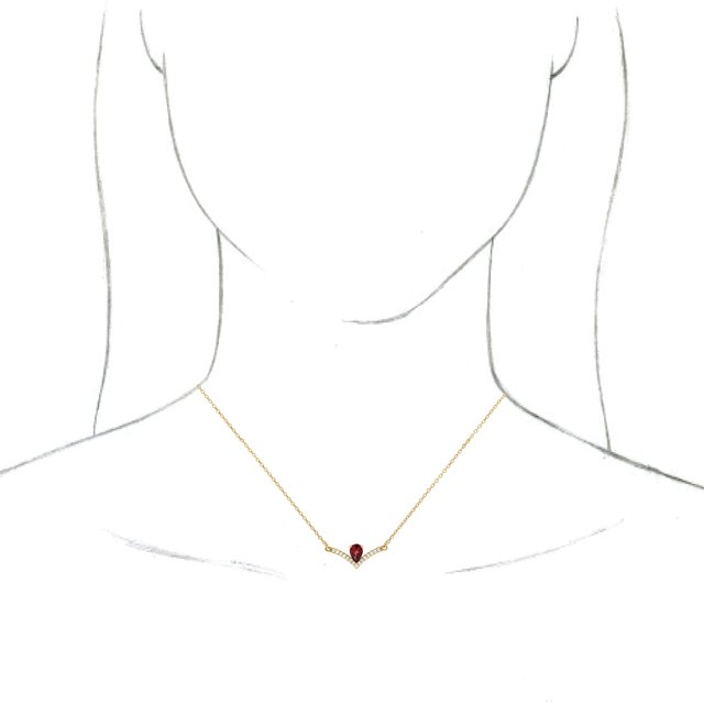 14K Yellow Mozambique Garnet & .06 CTW Diamond 16" Necklace 3
