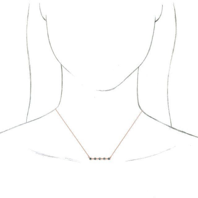 14K Rose Aquamarine Bezel-Set Bar 18" Necklace 3