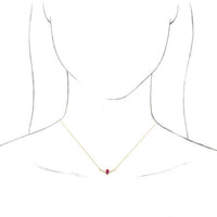 14K Yellow Lab-Created Ruby & .06 CTW Diamond 16" Necklace