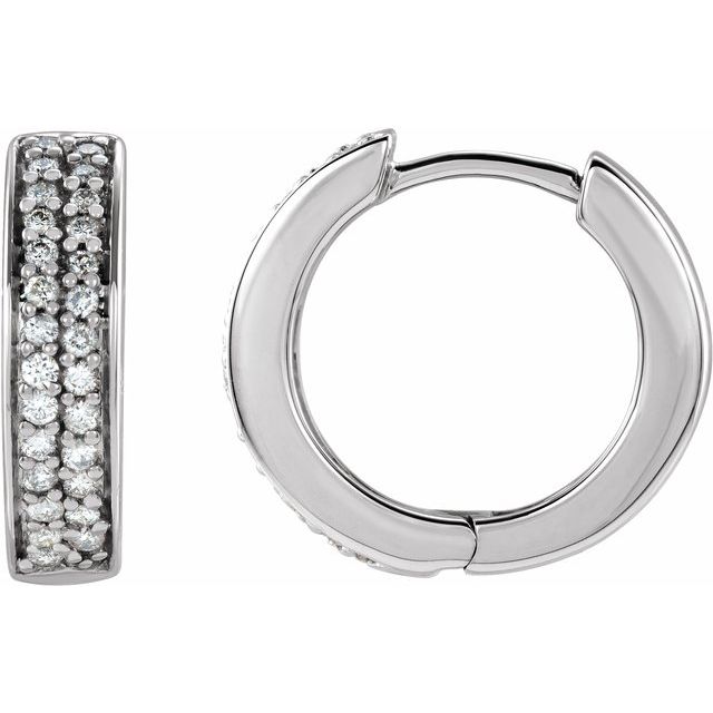 14K White 1/3 CTW Diamond Hoop Earrings 1