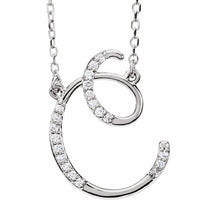 14K White Gold 1/10 CTW Natural Diamond Initial C 16" Necklace