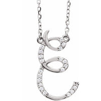 14K White Gold 1/10 CTW Natural Diamond Initial E 16" Necklace
