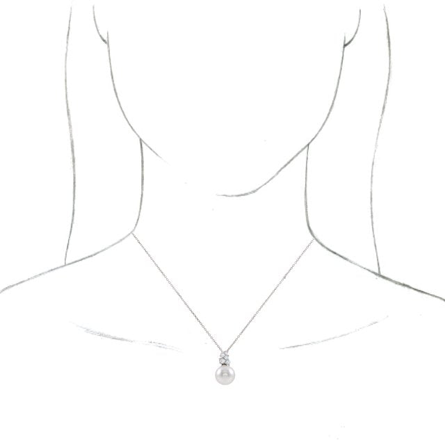 14K White Freshwater Cultured Pearl & 1/4 CTW Diamond 16-18" Necklace 3