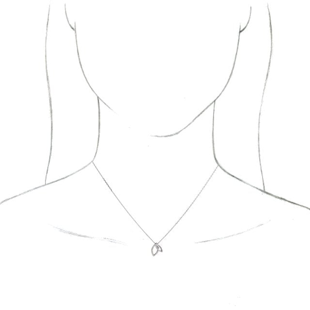 14K White .05 CTW Diamond Double Leaf 18" Necklace 2