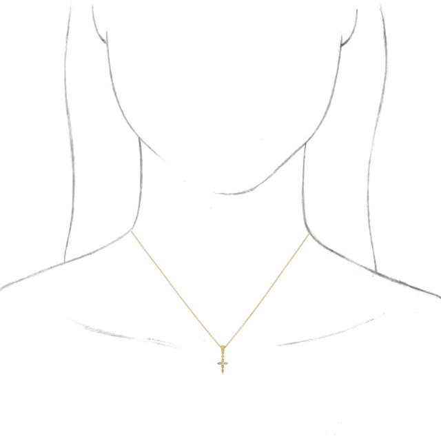 14K Yellow Gold .03 CTW Natural Diamond Petite Vintage-Inspired 16-18" Cross Necklace