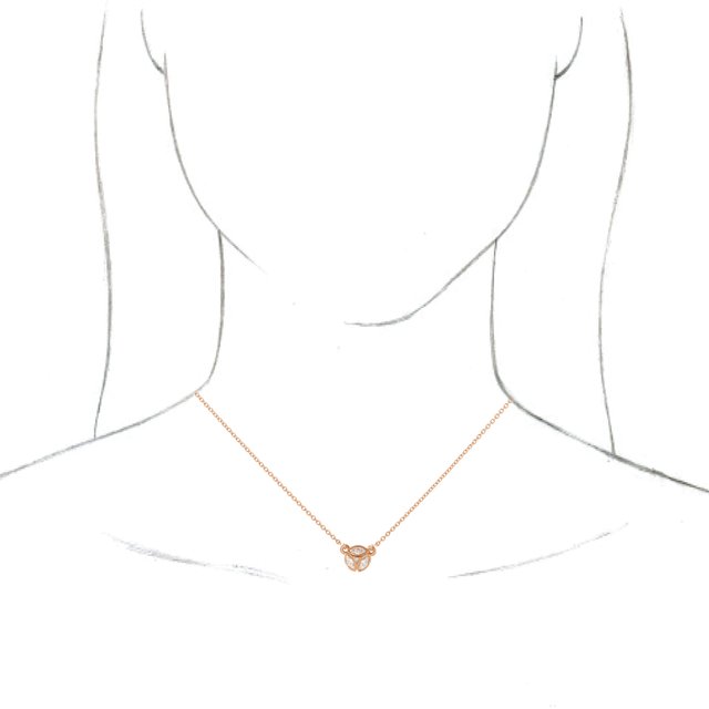 14K Rose 3-Stone Marquise Diamond 16-18" Necklace 3