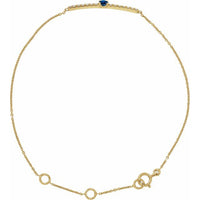 14K Yellow Blue Sapphire & .07 CTW Diamond Bar 5-7" Bracelet 1