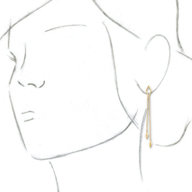 14K Yellow Geometric Chain Earrings 3