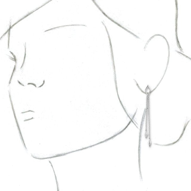 14K White Geometric Chain Earrings 3
