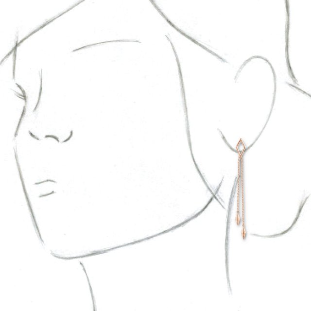 14K Rose Geometric Chain Earrings 3