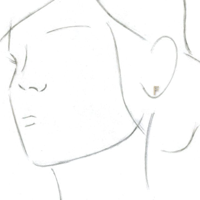 14K Yellow .05 CTW Diamond Single Initial F Earring 2