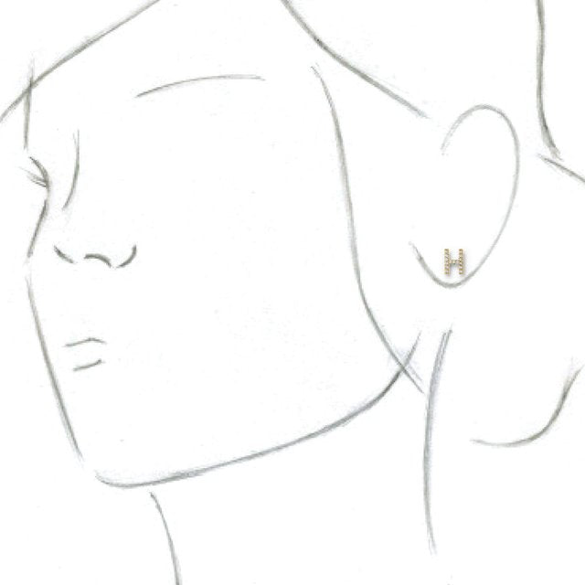 14K Yellow .06 CTW Diamond Single Initial H Earring 2